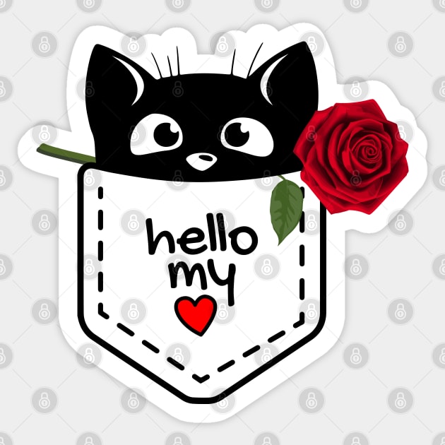 Sweet cute kitten in the pocket saying HELLO my Love / perfect gift for ALL Sticker by Yurko_shop